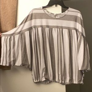 Gray and white blouse